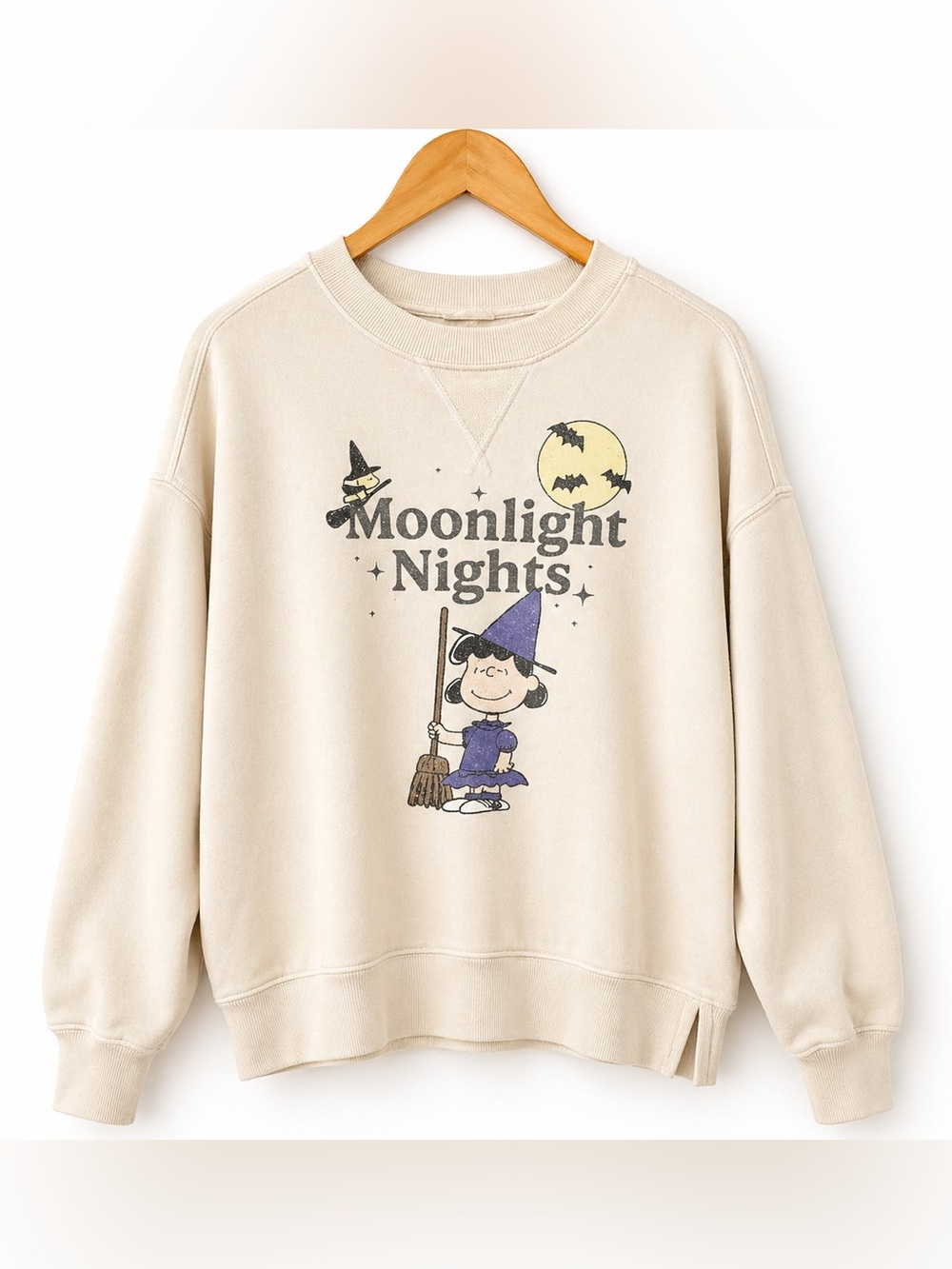 Aerie Peanuts “Moonlight Nights” Sweatshirt XS (Oversized) Lucy Witch Halloween